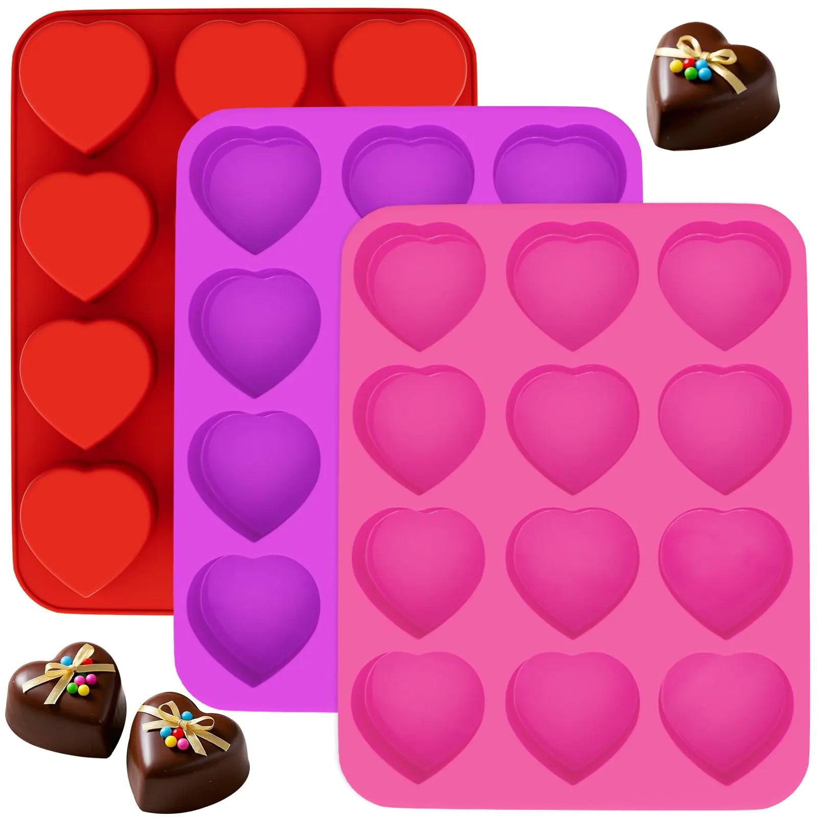 3 Pieces Heart Silicone Molds