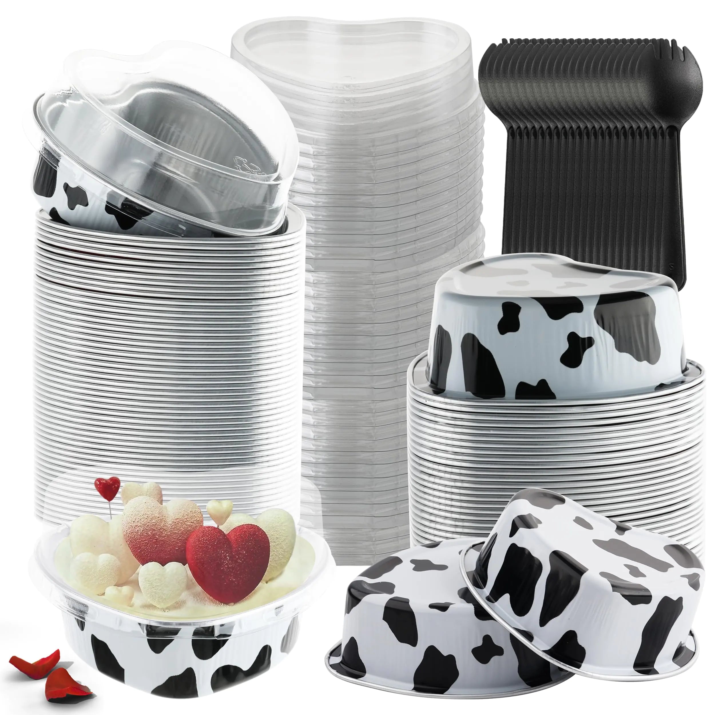 50PCS 3.4OZ Heart Shaped Cake Pans